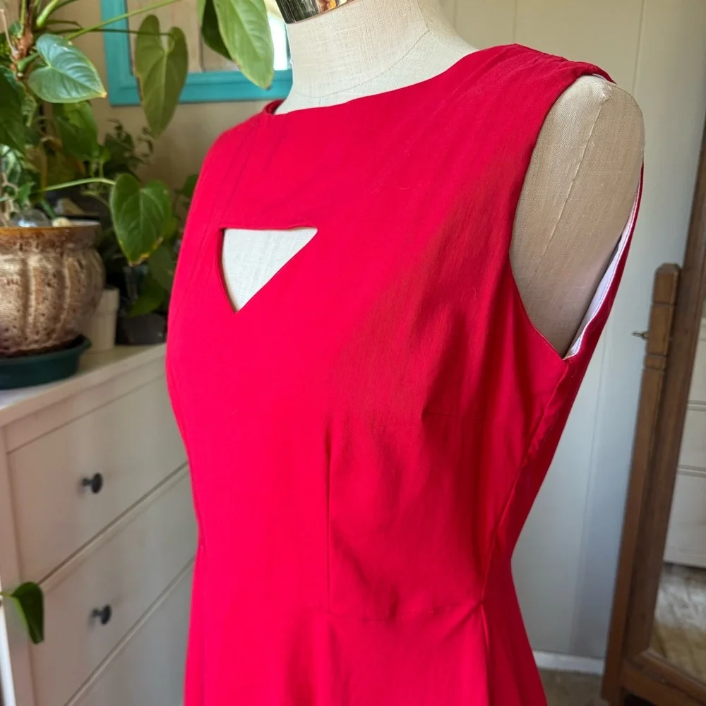 Tatyana Retro Red Swing Pinup Style Cutout Dress, plus size 2X - Picture 4 of 12